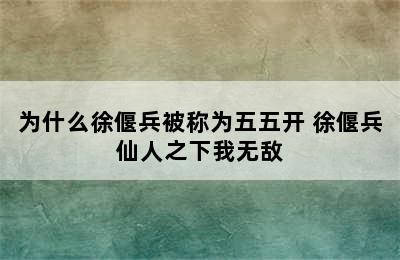 为什么徐偃兵被称为五五开 徐偃兵仙人之下我无敌